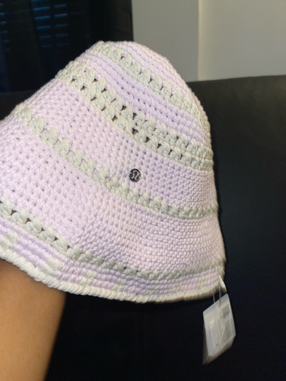 Lululemon Cotton Crochet Bucket Hat in Pink Organza/Light Ivory Size M/L - Picture 5 of 13